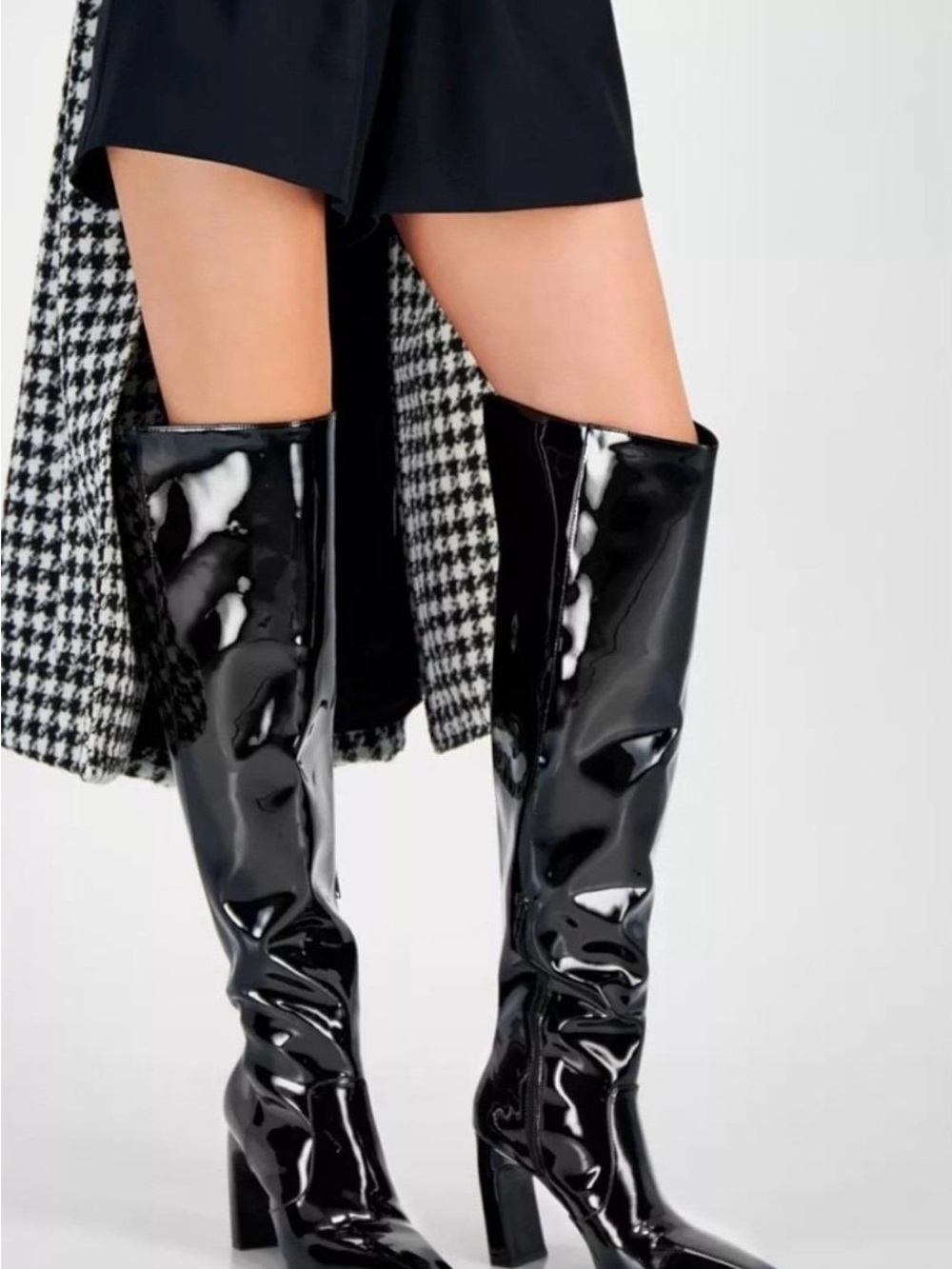 INC International Concepts Black Patent Over-the-Knee Boots Sz 9